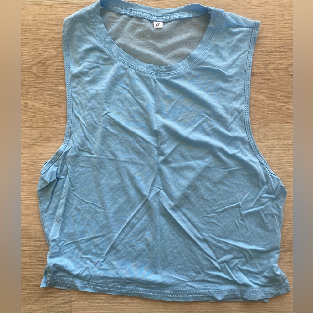 Blue tank, mesh back. Sz. XS